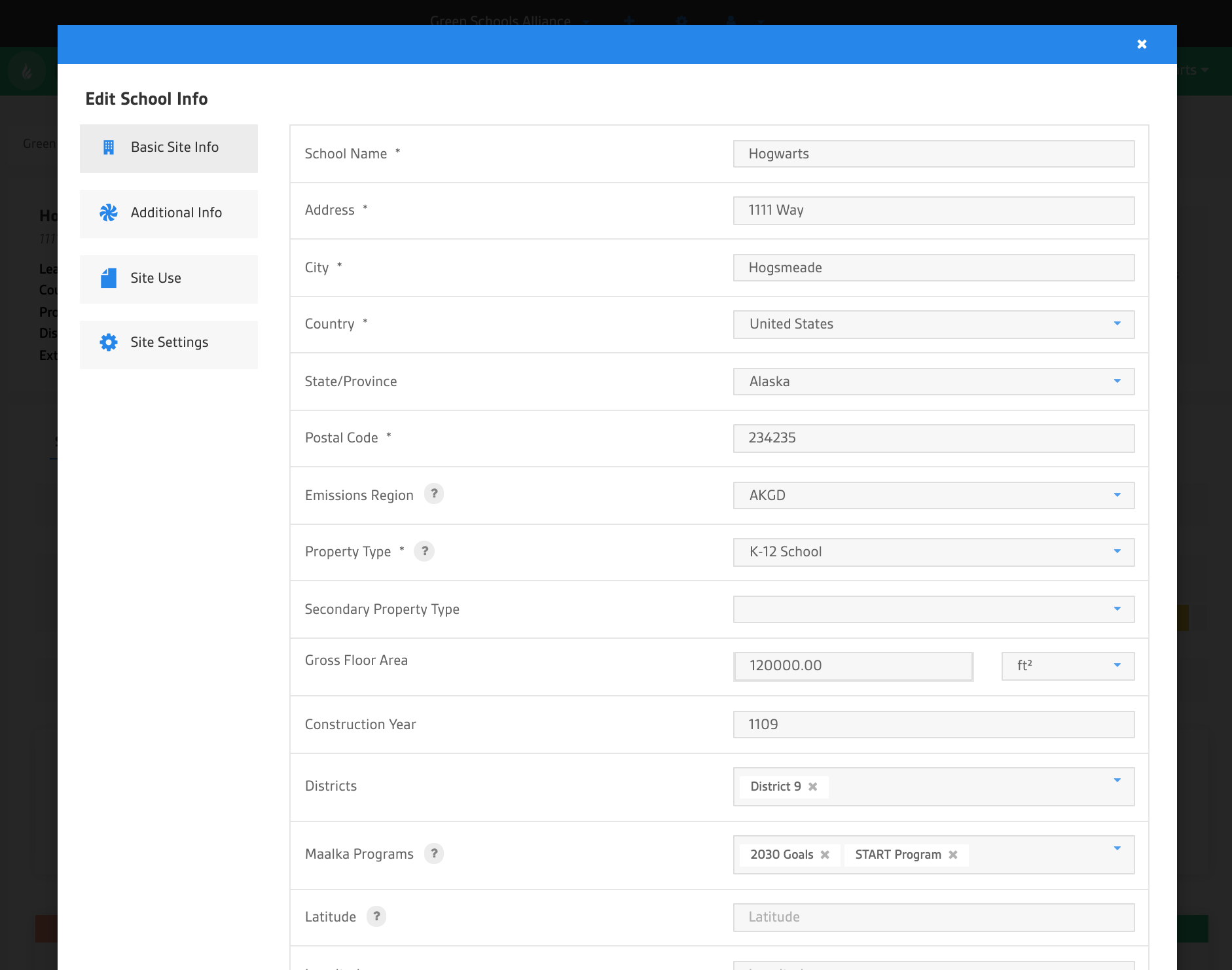 Add New Site Modal