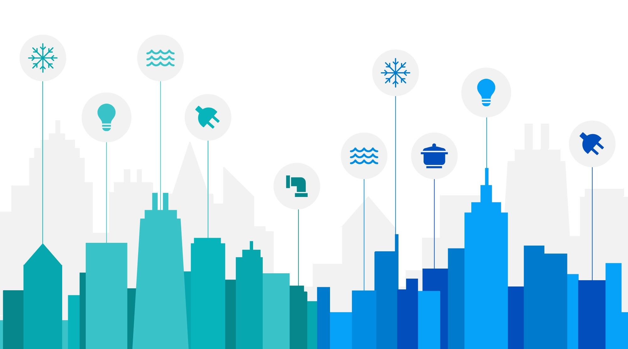 city scape with image of resources extending from the building