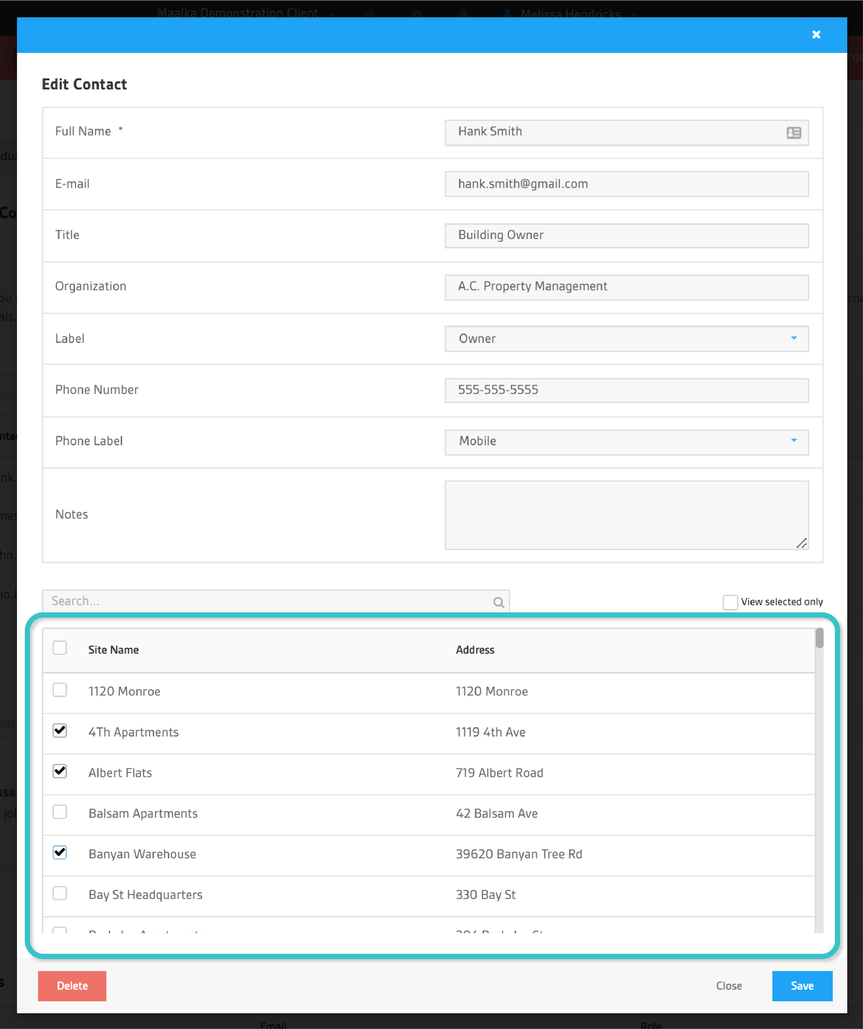 Add New Site Modal
