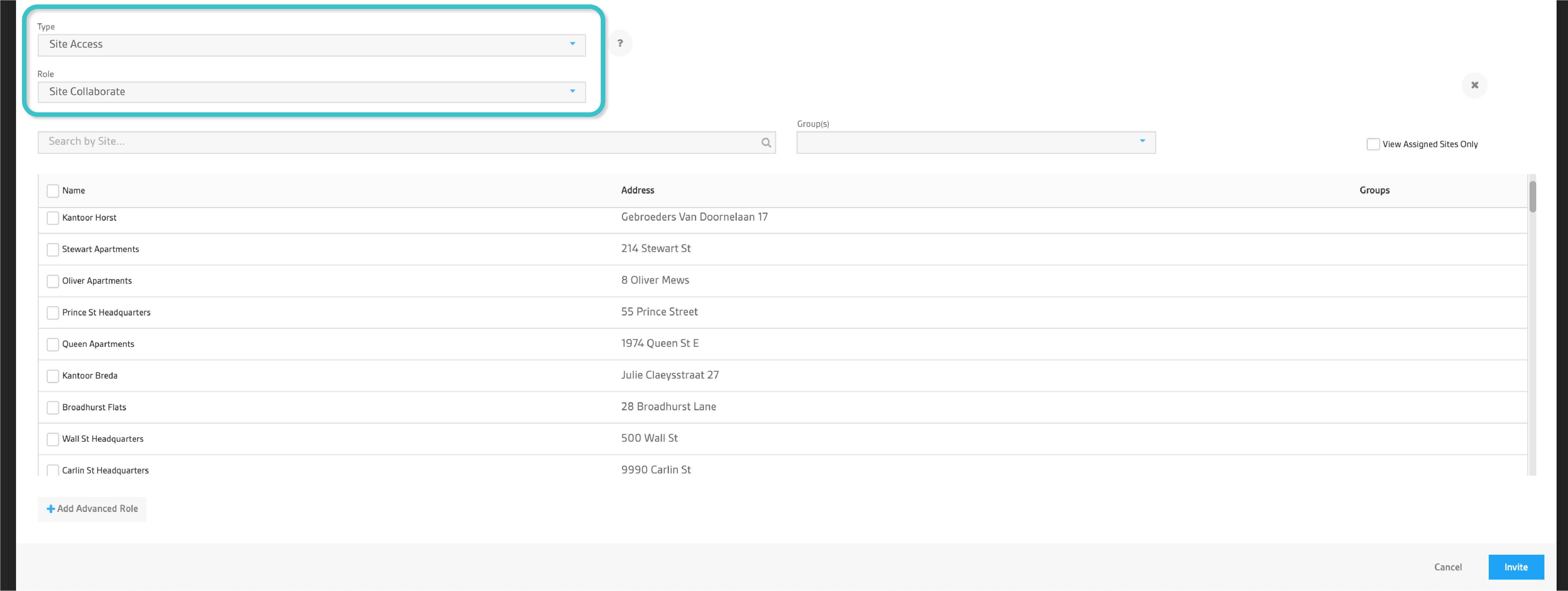 Add New Site Modal