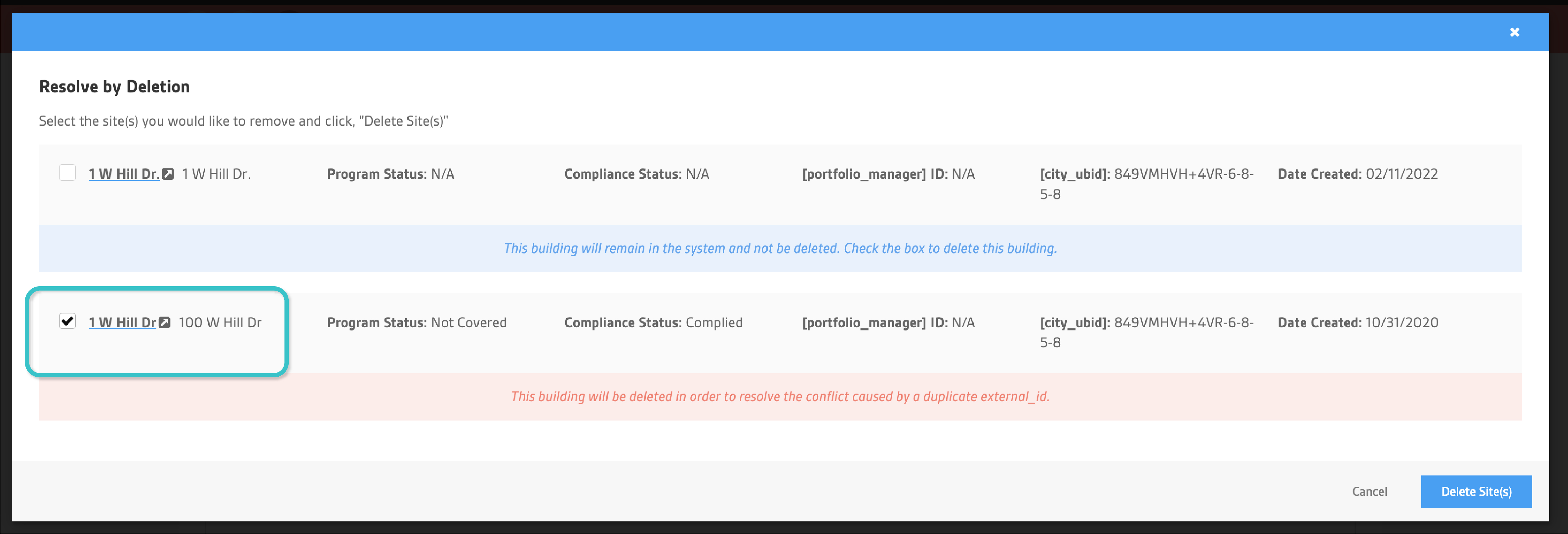 Add New Site Modal
