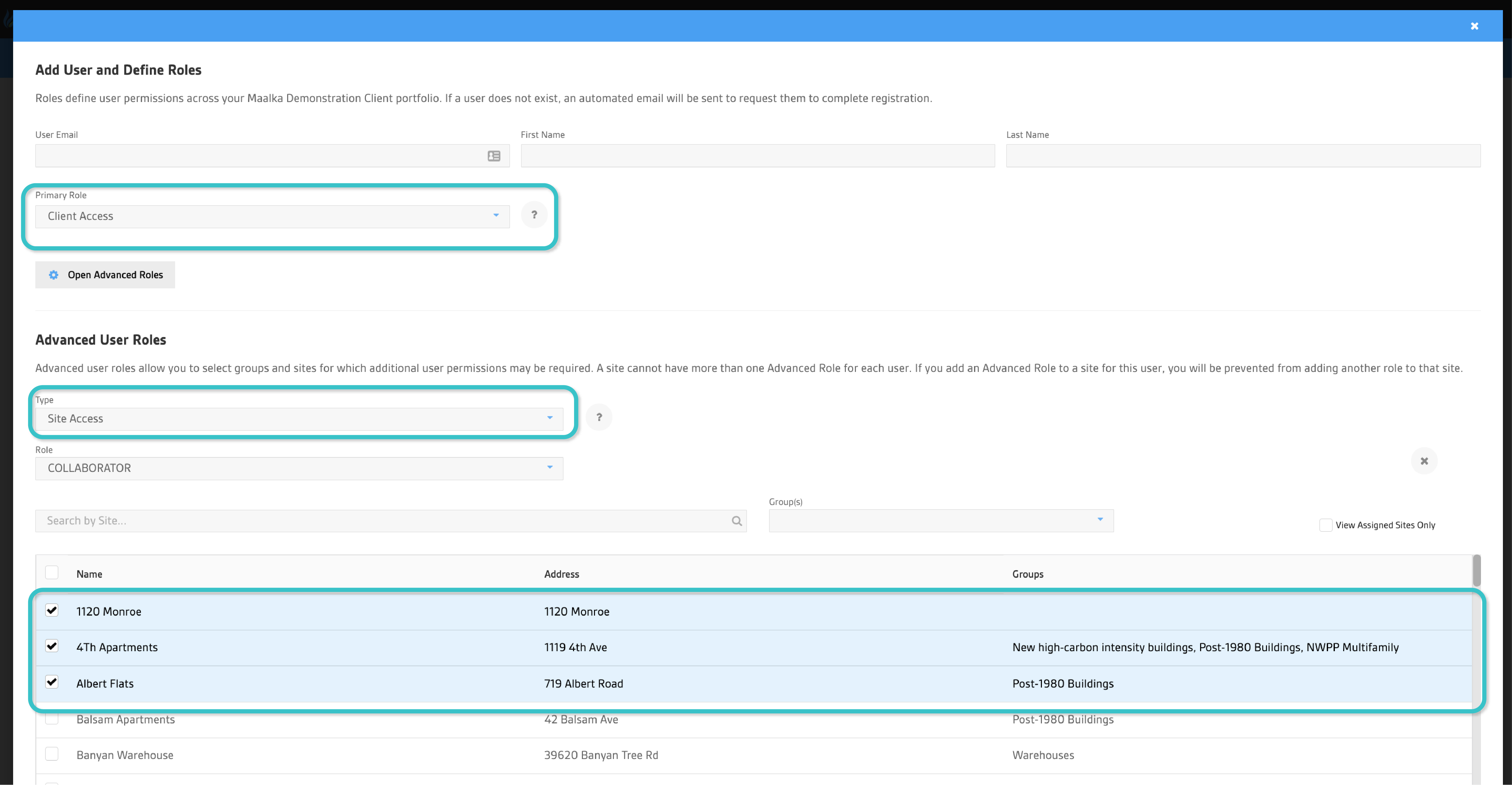 Add New Site Modal