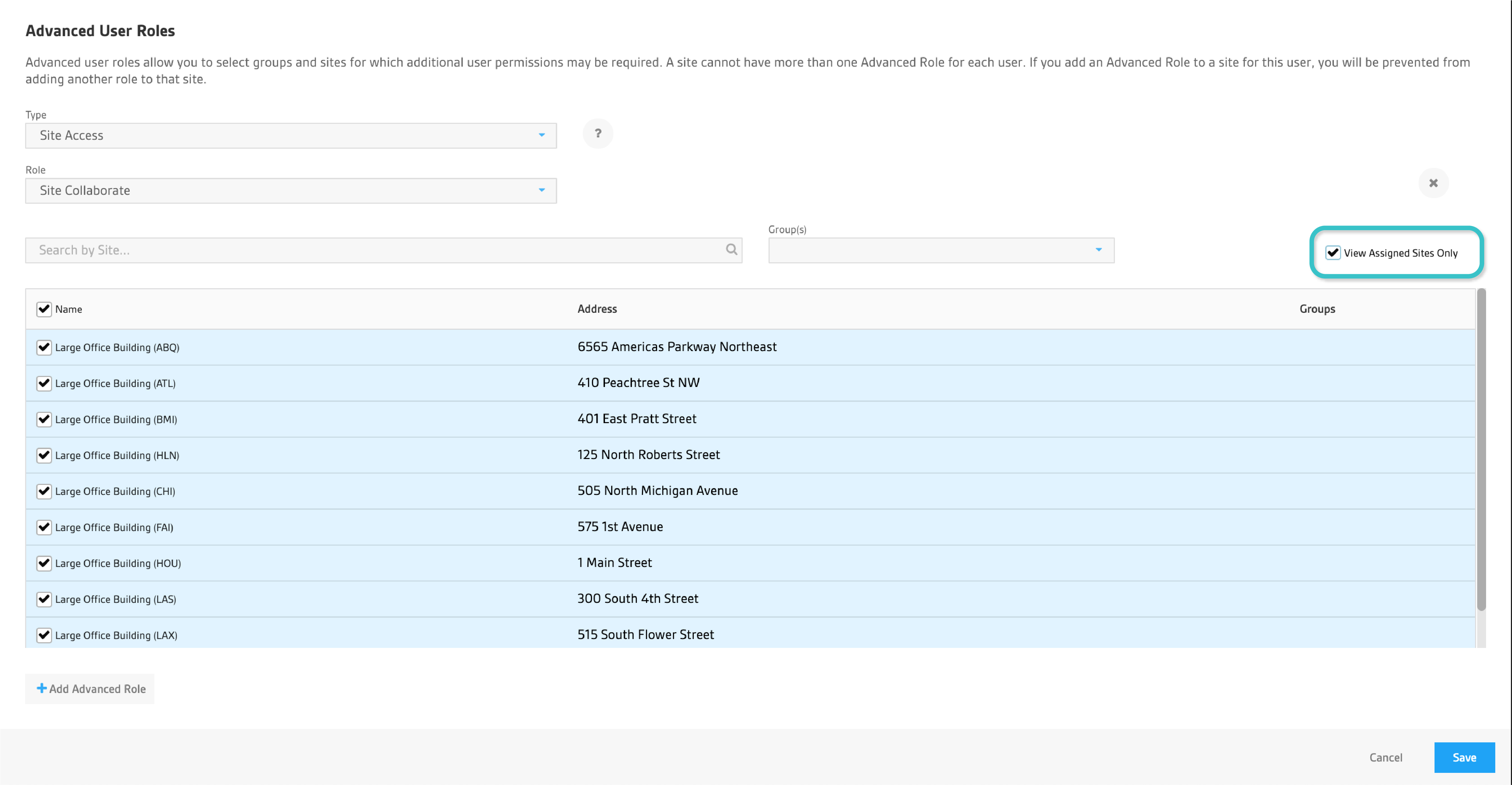 Add New Site Modal
